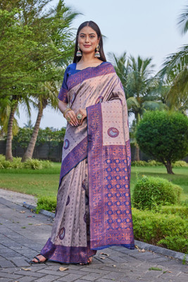 MANJULA SAREE Woven Banarasi Cotton Silk Saree(Grey)
