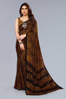 Moda Rapido Floral Print Daily Wear Georgette Saree(Yellow)