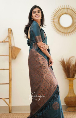 Eval Dyed Banarasi Jacquard Saree(Mustard)