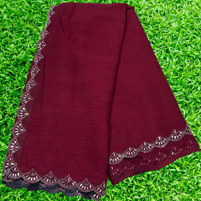 patu plus Self Design Bollywood Georgette Saree(Maroon)