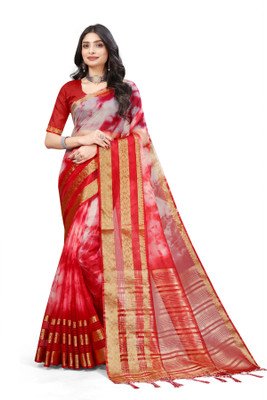 Aarunika SBT Printed Bollywood Organza Saree(Red)