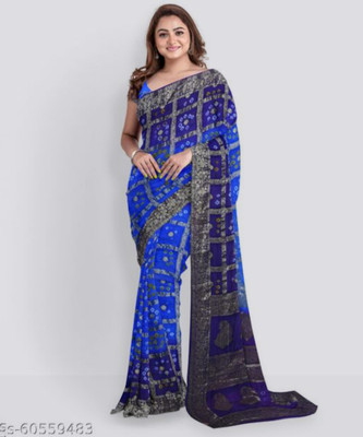 SONAM SAREES Woven Bandhani Chanderi Saree(Multicolor)