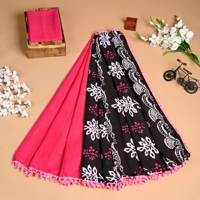 SHIVANYA HANDICRAFTS Printed, Color Block, Blocked Printed Daily Wear Pure Cotton Saree(Pink)