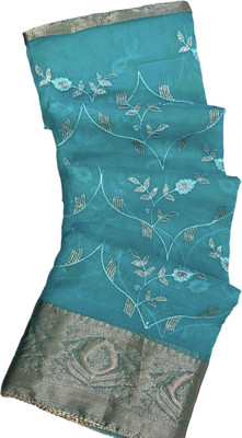 Stylish Sarees Woven Bollywood Organza, Art Silk Saree(Light Green)