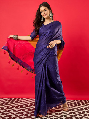 Sareemall Digital Print Maheshwari Cotton Blend Saree(Blue)