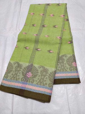 GHOSH TEXTILE Self Design Tant Pure Cotton Saree(Green)