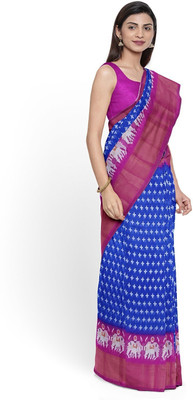 HouseOfCommon Printed Kalamkari Art Silk Saree(Blue)