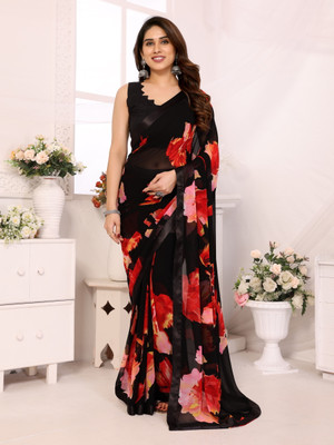 UDANI ENTERPRISE Self Design Bollywood Georgette Saree(Black)
