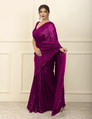 kamaldesigner Embellished Bollywood Georgette Saree(Purple)