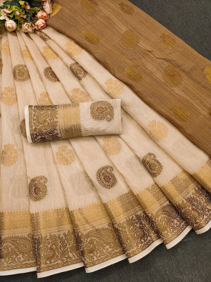 Ksaara Woven Gadwal Jacquard, Cotton Silk Saree(Multicolor)