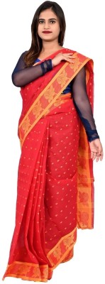 Kanika Fashion Self Design Tant Pure Cotton Saree(Red)