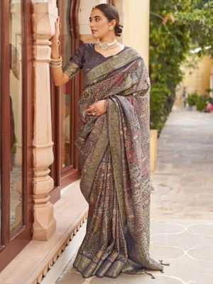 Tasrika Woven Chinnalapattu Silk Blend Saree(Purple)