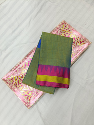 Arzoo kala textiles Temple Border, Self Design Sambalpuri Cotton Silk Saree(Pack of 2, Dark Green, Pink)
