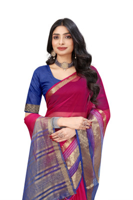 Aarunika SBT Solid/Plain Bollywood Organza Saree(Pink)