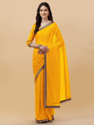 DIVYASHAKTI FASHION Embellished Leheria Silk Blend Saree(Gold)