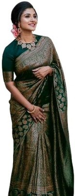 SWAMI STUDIO Self Design Banarasi Art Silk Saree(Green)