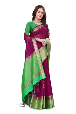 Aarunika IC Woven Bollywood Organza Saree(Magenta)