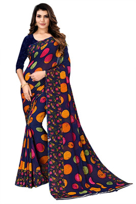 Kanooda Prints Printed Daily Wear Georgette Saree(Multicolor)