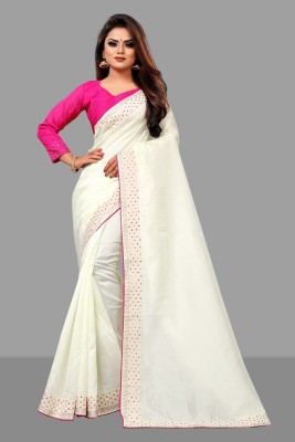 VRINDITA FASHION Embroidered Bollywood Georgette Saree(White)