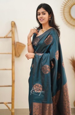 shivay Printed, Self Design Banarasi Jacquard Saree(Dark Blue)