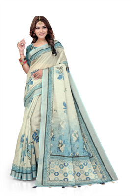 Suhagfab Printed Bollywood Cotton Linen Saree(Multicolor)