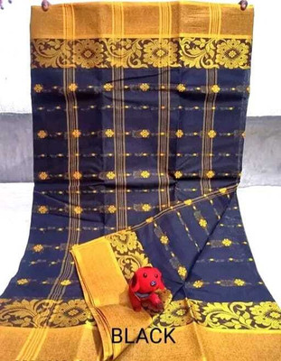 Maa laxmi saree center Self Design Tant Pure Cotton Saree(Dark Blue)