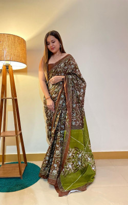 JASU CREATION Printed Bollywood Pure Cotton Saree(Magenta)
