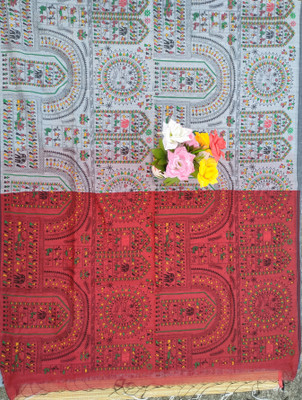 PRANATI ENTERPRISE Printed Mysore Cotton Silk Saree(Multicolor)