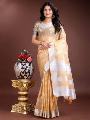 Tasrika Woven Kanjivaram Organza Saree(Yellow)