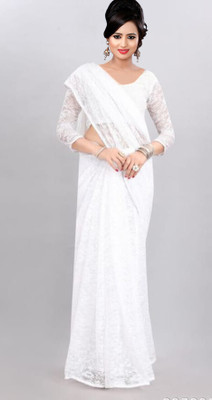NORAFLEXx Embellished Daily Wear Brasso Saree(White)