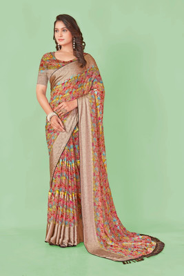 Nandita designer Printed Leheria Satin Saree(Multicolor)