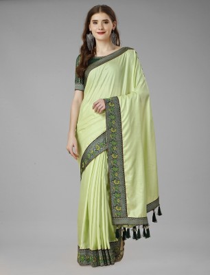 Vrati Creation Embroidered Bollywood Cotton Silk Saree(Light Green)