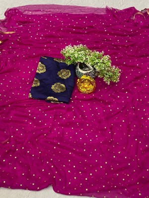 mamtasaree Polka Print Daily Wear Velvet, Chiffon Saree(Purple)