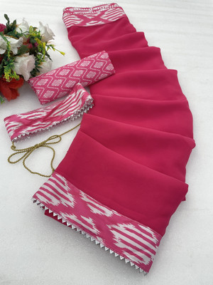 niseful Solid/Plain Bollywood Georgette Saree(Pink)