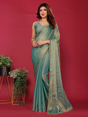 kumawat creation Embellished Bollywood Chiffon Saree(Green)
