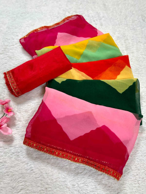 MAHARAJ SAREES Digital Print Bollywood Georgette Saree(Multicolor)