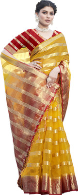 Aarunika MNT Printed Bollywood Organza Saree(Yellow)