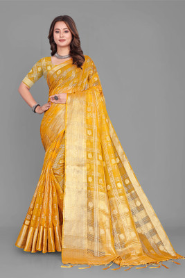 Aarunika LGF Dyed Bollywood Organza Saree(Yellow)