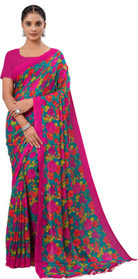 Kanooda Prints Printed Daily Wear Georgette Saree(Multicolor)