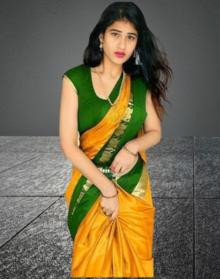 Mortal Textile Printed Assam Silk Cotton Silk Saree(Brown)