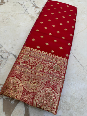 JAsarees Woven Banarasi Handloom Polyester, Tissue Saree(Red)