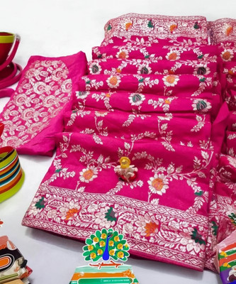 Saadhvi Woven Kanjivaram Pure Silk Saree(Pack of 2, Pink)