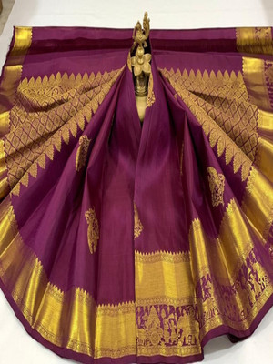 Julee Solid/Plain Banarasi Pure Silk Saree(Magenta)