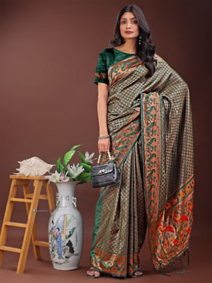 Tasrika Woven Kanjivaram Silk Blend Saree(Green)