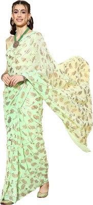 Akhilam Embroidered Bollywood Georgette Saree(Light Green)