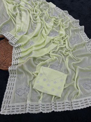 HouseOfCommon Embroidered Bollywood Pure Silk Saree(Light Green)