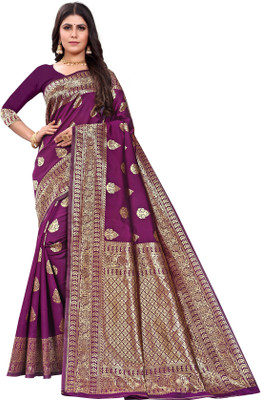Shoppershopee Self Design Bollywood Pure Silk, Art Silk Saree(Magenta)