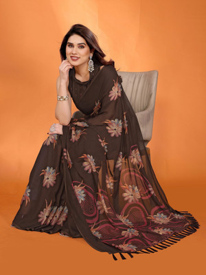 Divastri Printed Daily Wear Georgette Saree(Brown)
