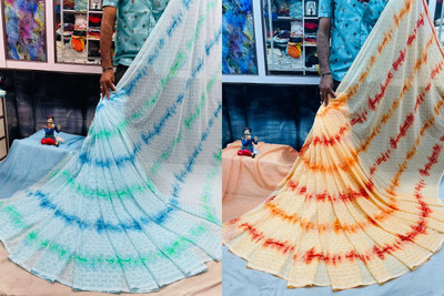 HouseOfCommon Printed Daily Wear Georgette Saree(Pack of 2, Multicolor)