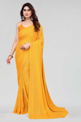 kashvi sarees Solid/Plain Bollywood Satin Saree(Yellow)